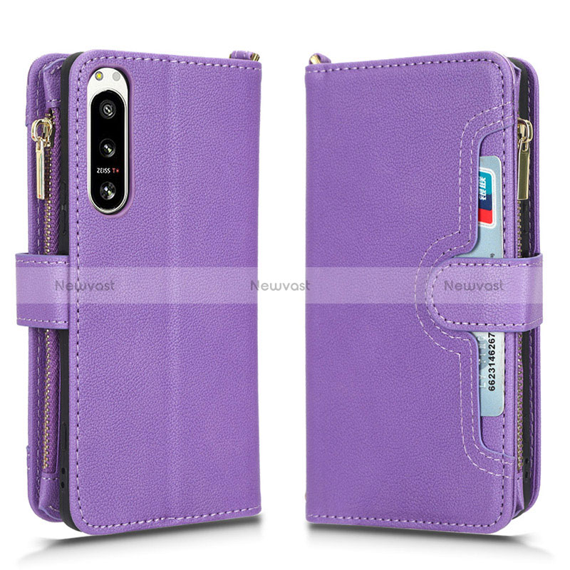 Leather Case Stands Flip Cover Holder BY2 for Sony Xperia 5 IV
