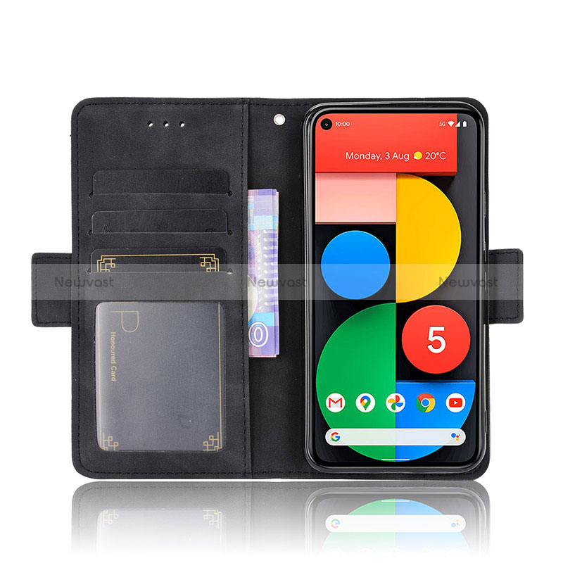 Leather Case Stands Flip Cover Holder BY3 for Google Pixel 5