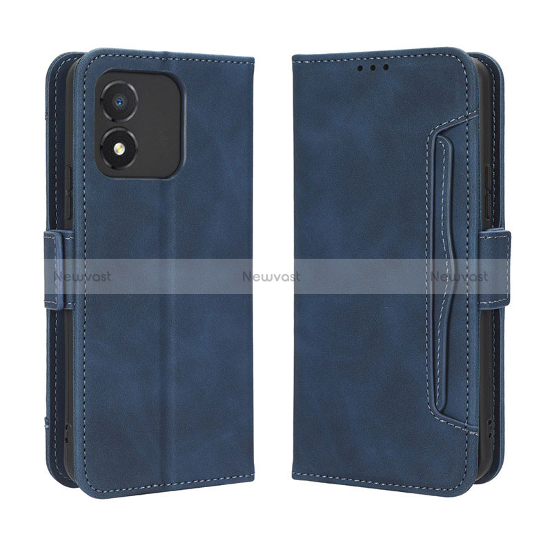 Leather Case Stands Flip Cover Holder BY3 for Huawei Honor X5 Blue