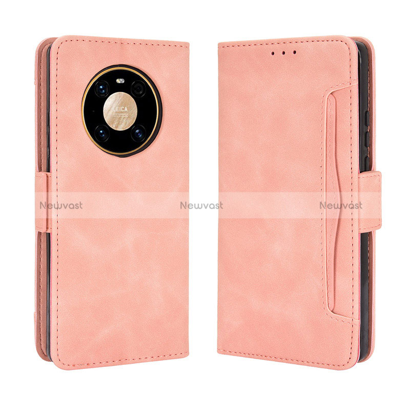 Leather Case Stands Flip Cover Holder BY3 for Huawei Mate 40 Pro Pink