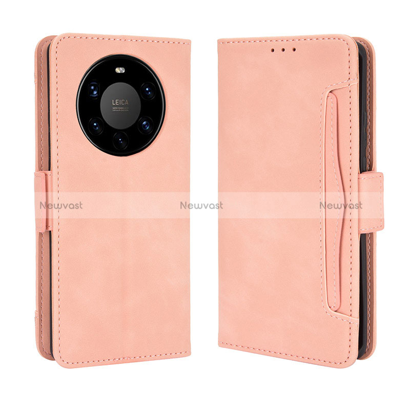 Leather Case Stands Flip Cover Holder BY3 for Huawei Mate 40 Pro+ Plus Pink