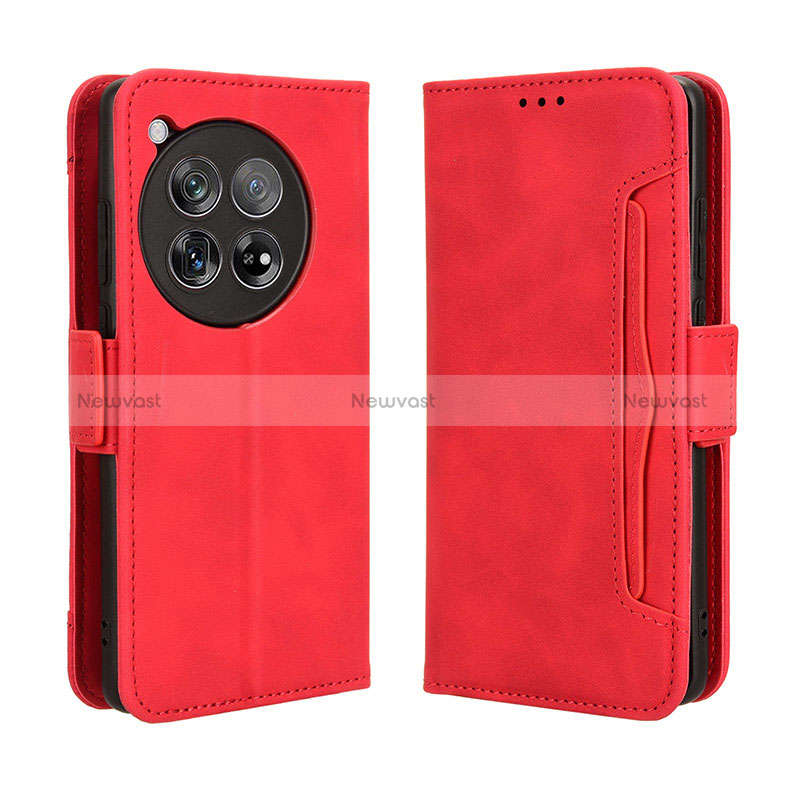 Leather Case Stands Flip Cover Holder BY3 for OnePlus Ace 3 5G Red