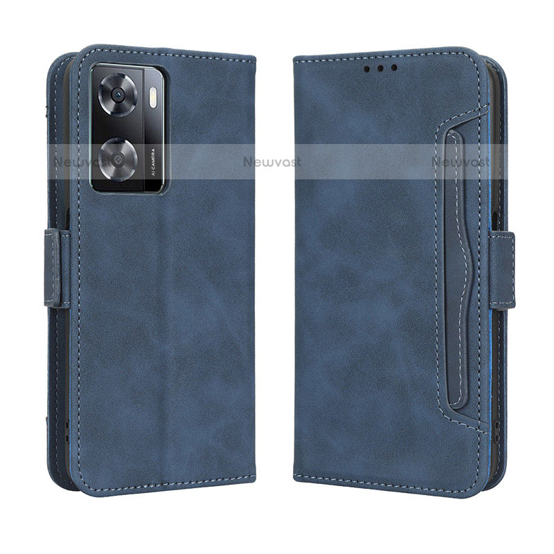 Leather Case Stands Flip Cover Holder BY3 for OnePlus Nord N20 SE Blue
