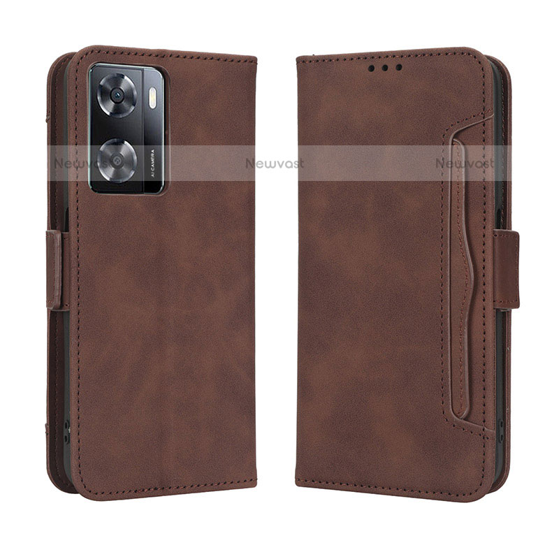 Leather Case Stands Flip Cover Holder BY3 for OnePlus Nord N20 SE Brown