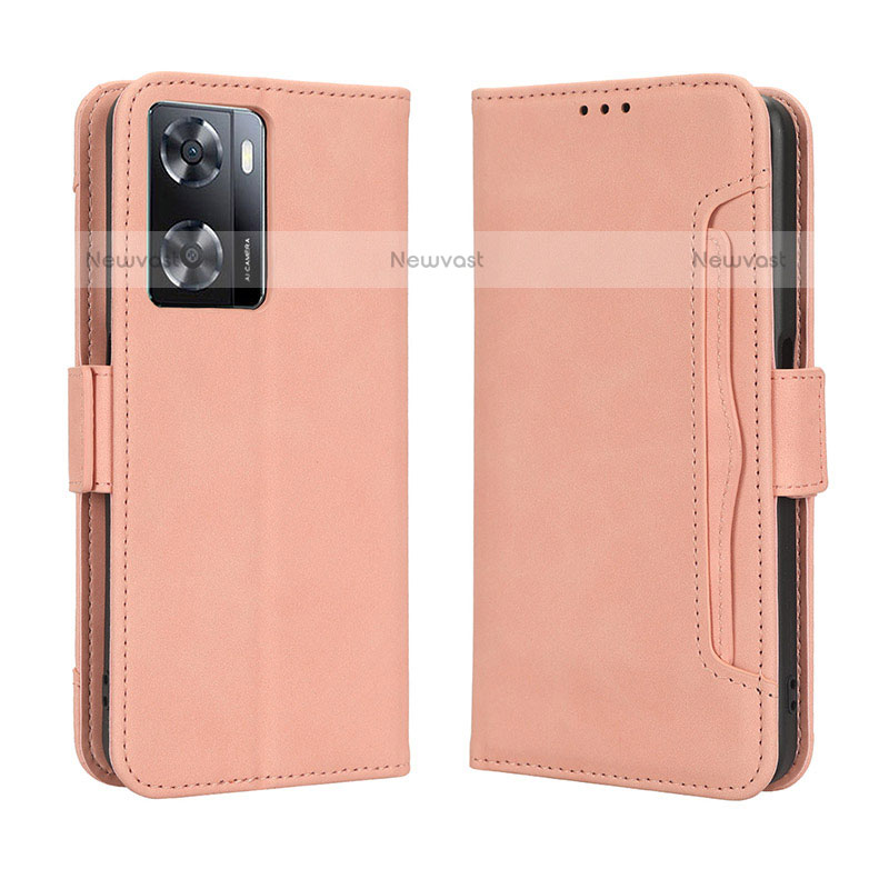 Leather Case Stands Flip Cover Holder BY3 for OnePlus Nord N20 SE Pink