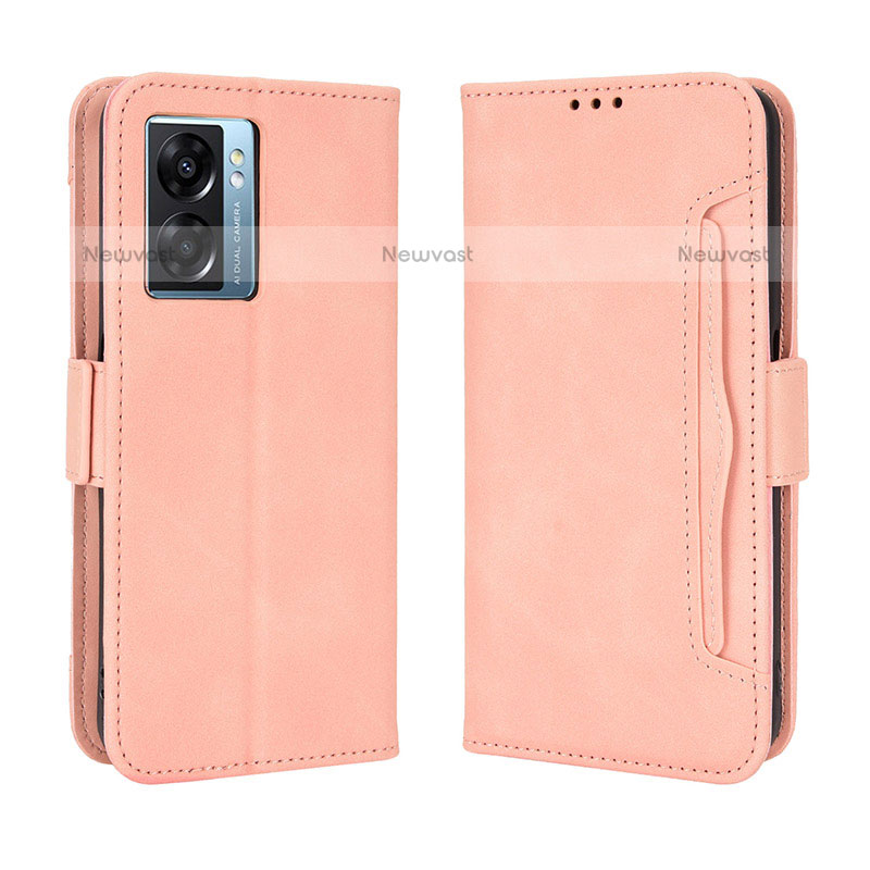 Leather Case Stands Flip Cover Holder BY3 for OnePlus Nord N300 5G Pink