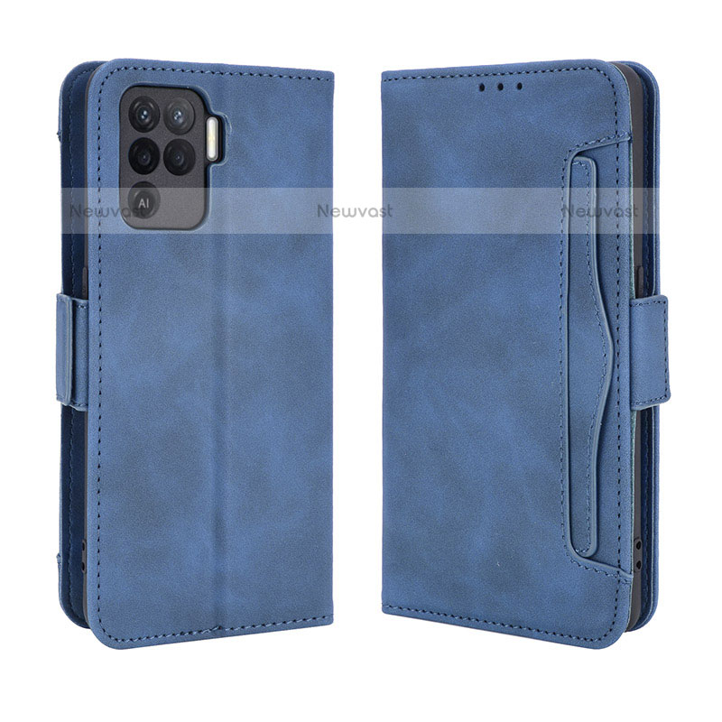 Leather Case Stands Flip Cover Holder BY3 for Oppo A94 4G Blue