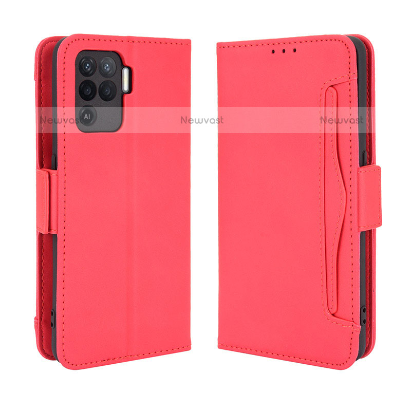 Leather Case Stands Flip Cover Holder BY3 for Oppo A94 4G Red