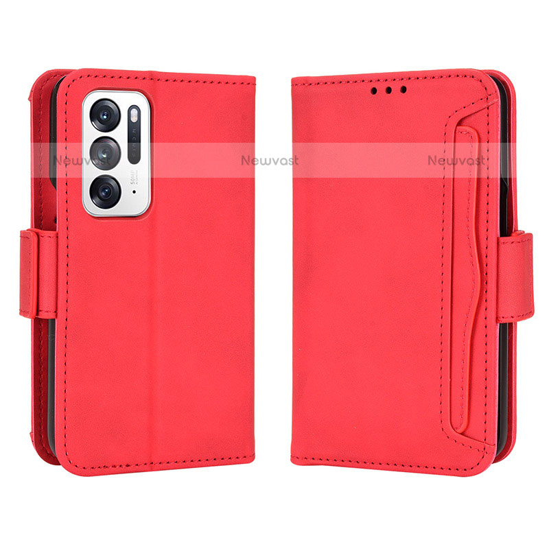 Leather Case Stands Flip Cover Holder BY3 for Oppo Find N 5G Red