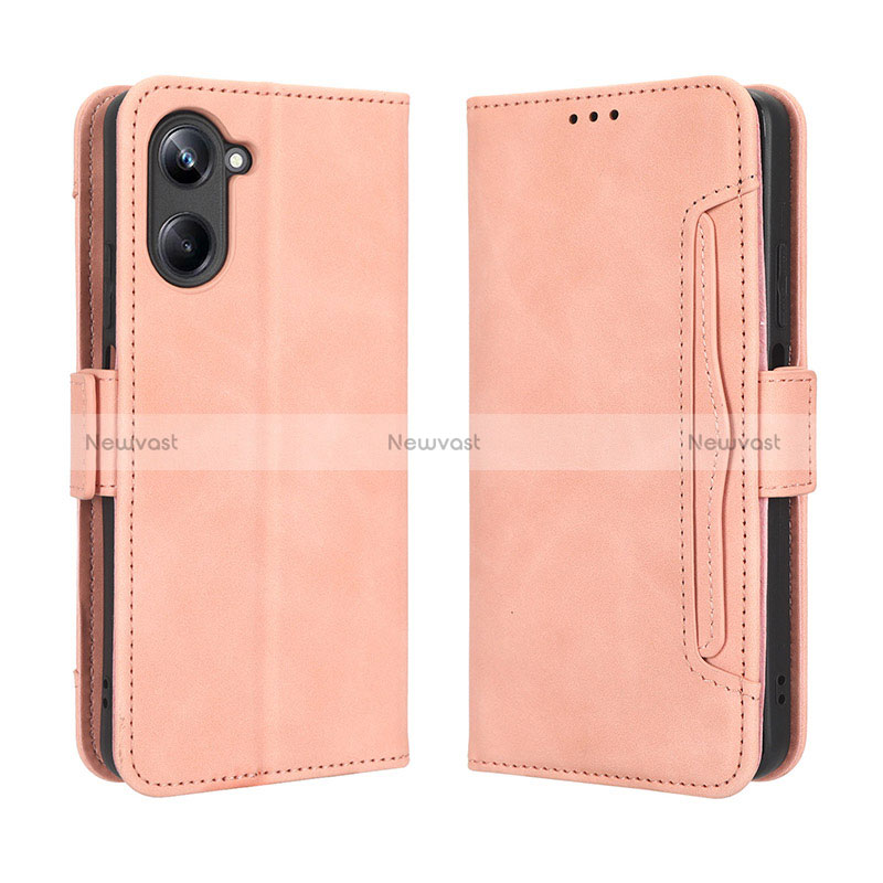 Leather Case Stands Flip Cover Holder BY3 for Realme 10 4G Pink