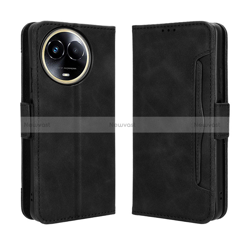 Leather Case Stands Flip Cover Holder BY3 for Realme 11X 5G Black