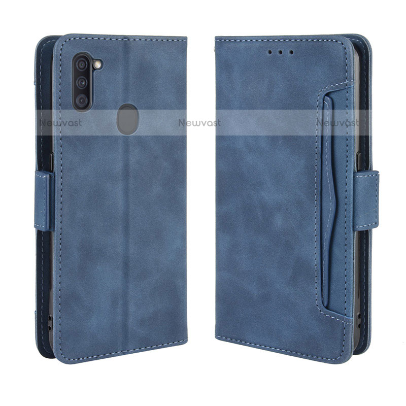 Leather Case Stands Flip Cover Holder BY3 for Samsung Galaxy A11 Blue