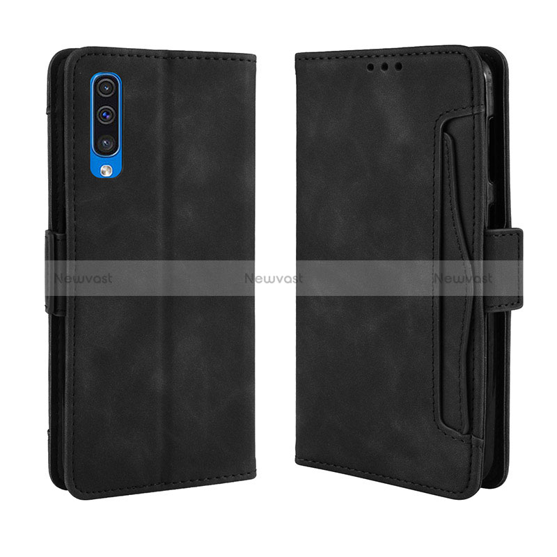 Leather Case Stands Flip Cover Holder BY3 for Samsung Galaxy A30S Black