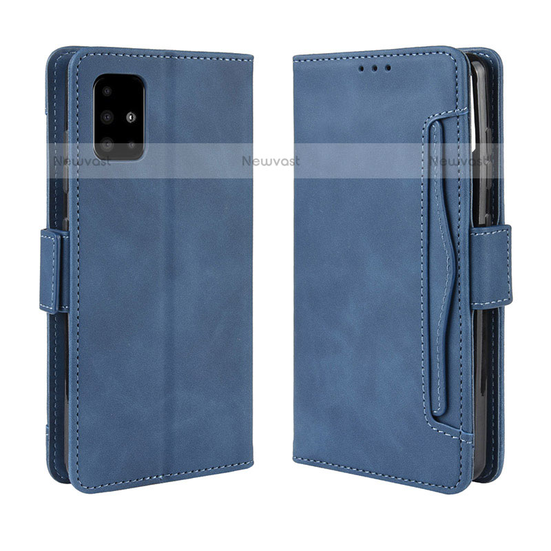 Leather Case Stands Flip Cover Holder BY3 for Samsung Galaxy A51 4G Blue