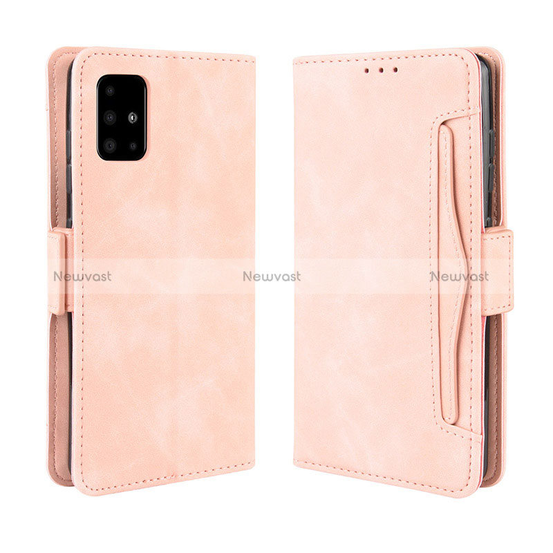 Leather Case Stands Flip Cover Holder BY3 for Samsung Galaxy A71 5G Pink