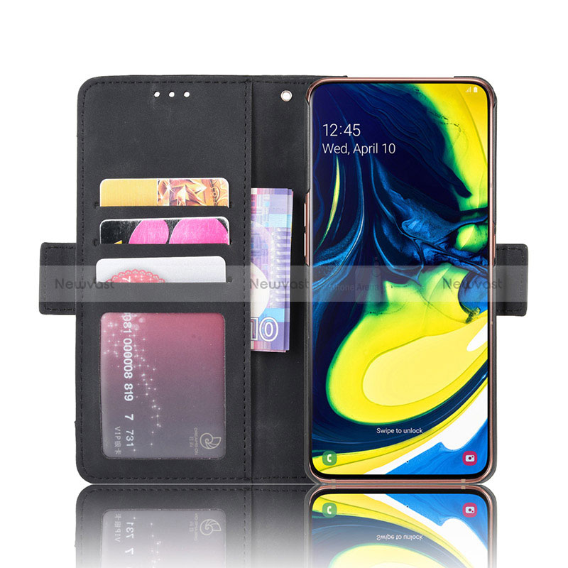 Leather Case Stands Flip Cover Holder BY3 for Samsung Galaxy A80