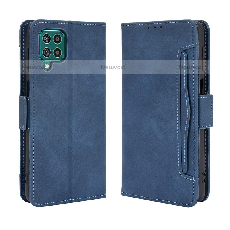 Leather Case Stands Flip Cover Holder BY3 for Samsung Galaxy M62 4G Blue