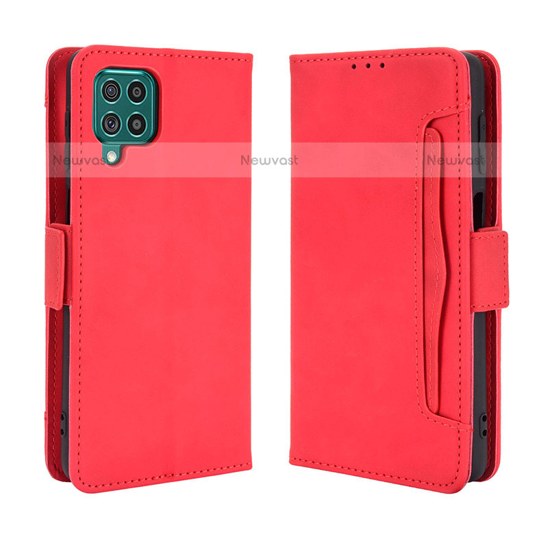 Leather Case Stands Flip Cover Holder BY3 for Samsung Galaxy M62 4G Red