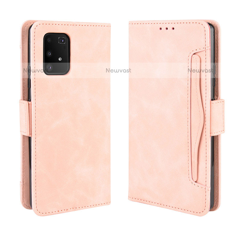 Leather Case Stands Flip Cover Holder BY3 for Samsung Galaxy M80S Pink