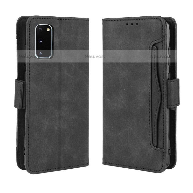 Leather Case Stands Flip Cover Holder BY3 for Samsung Galaxy S20 5G Black