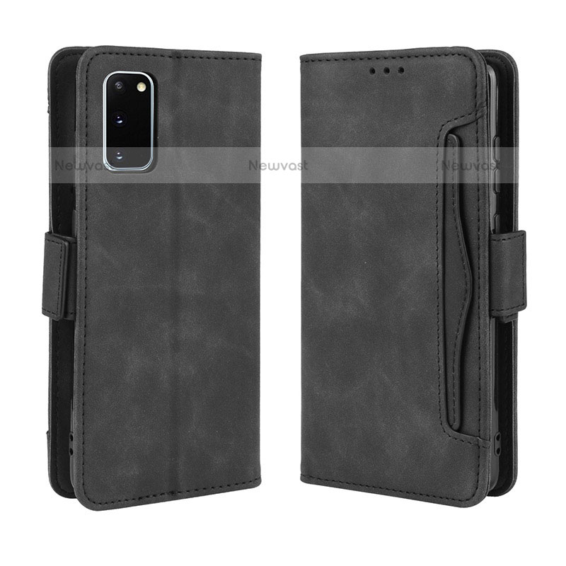 Leather Case Stands Flip Cover Holder BY3 for Samsung Galaxy S20 Black
