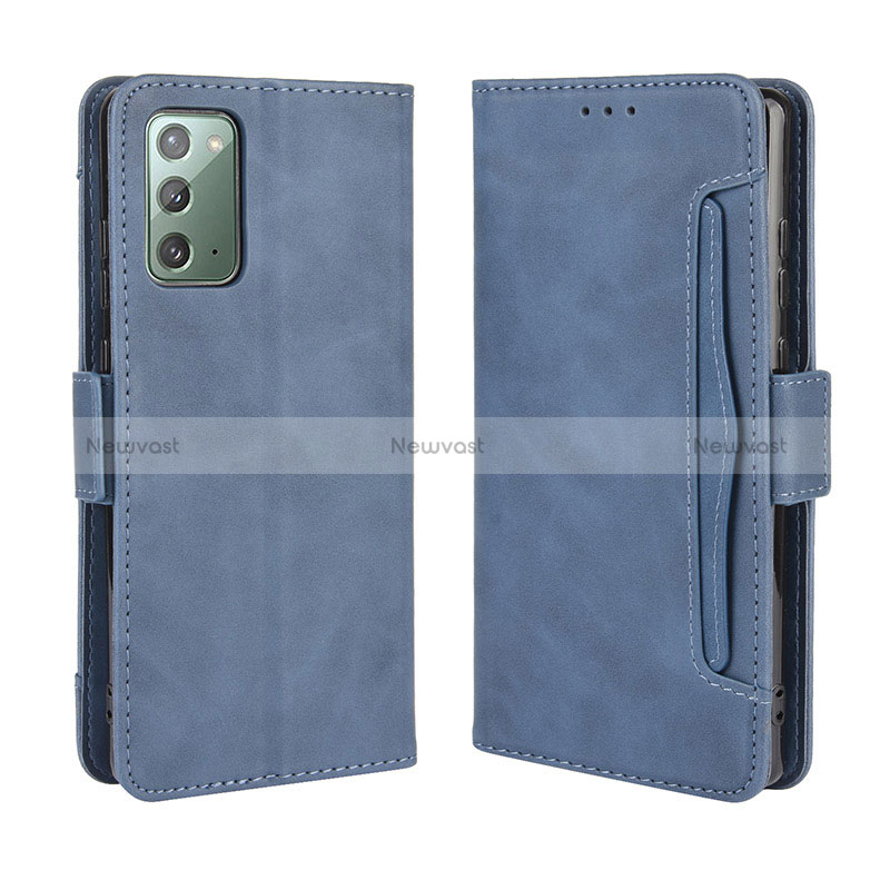 Leather Case Stands Flip Cover Holder BY3 for Samsung Galaxy S20 FE (2022) 5G Blue