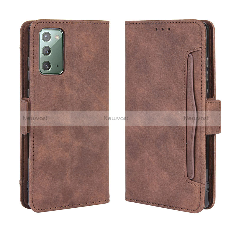 Leather Case Stands Flip Cover Holder BY3 for Samsung Galaxy S20 Lite 5G Brown