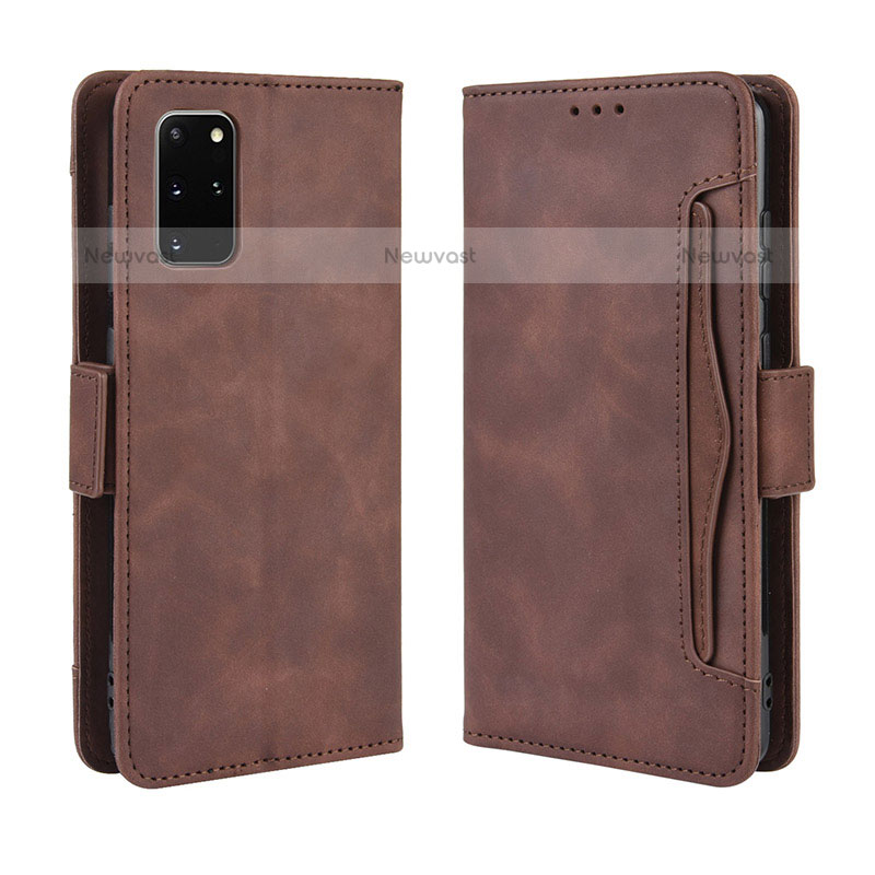 Leather Case Stands Flip Cover Holder BY3 for Samsung Galaxy S20 Plus 5G Brown