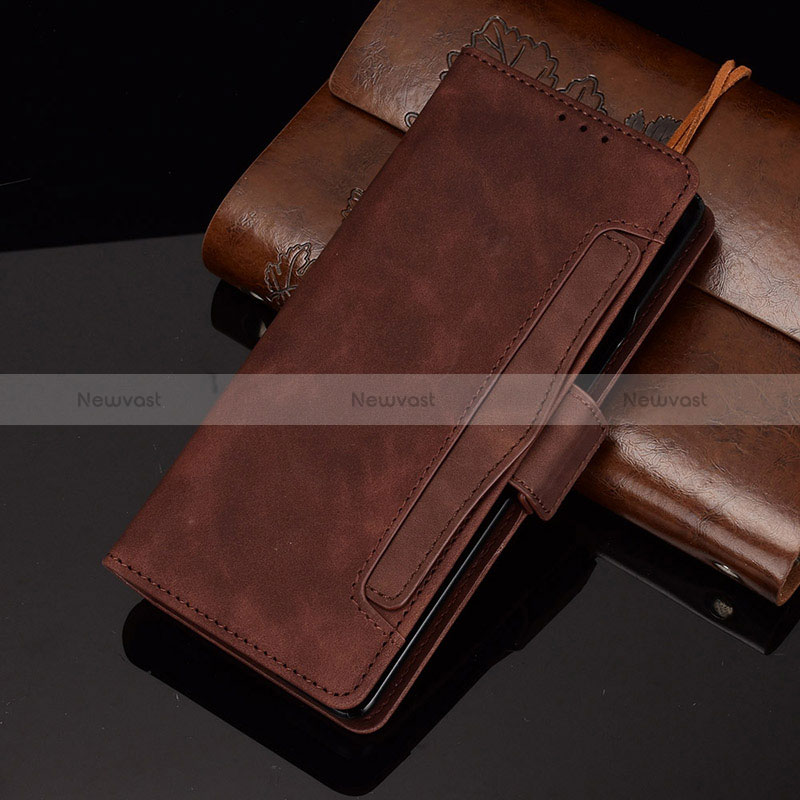 Leather Case Stands Flip Cover Holder BY3 for Samsung Galaxy Z Fold2 5G Brown