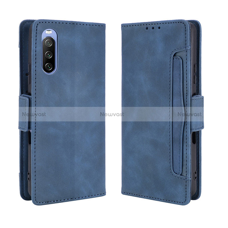 Leather Case Stands Flip Cover Holder BY3 for Sony Xperia 10 III Lite Blue