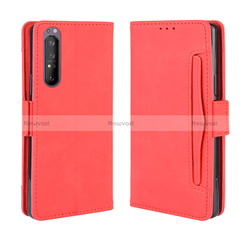 Leather Case Stands Flip Cover Holder BY3 for Sony Xperia 5 II Red
