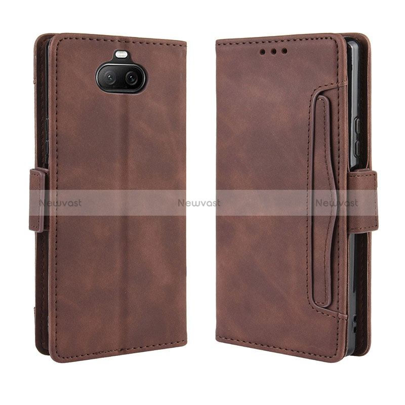 Leather Case Stands Flip Cover Holder BY3 for Sony Xperia 8 Lite Brown