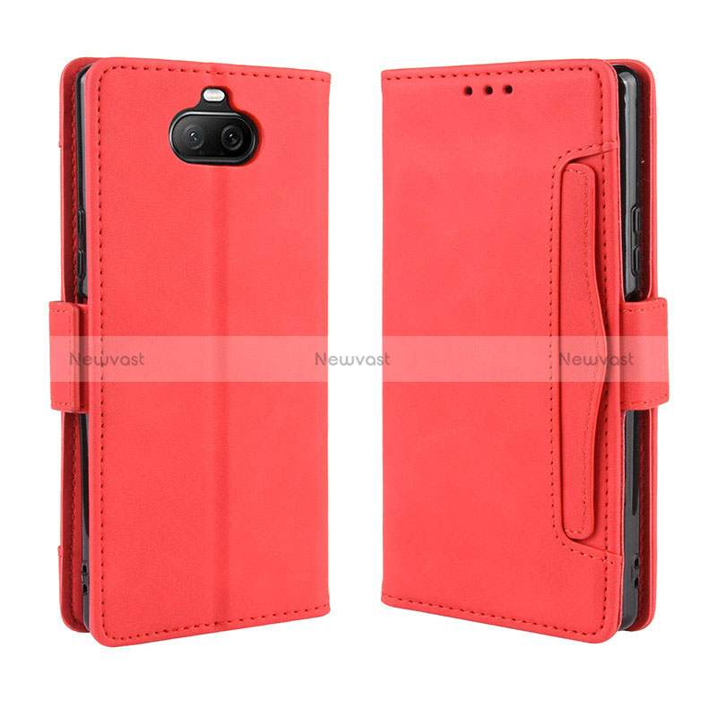 Leather Case Stands Flip Cover Holder BY3 for Sony Xperia 8 Lite Red