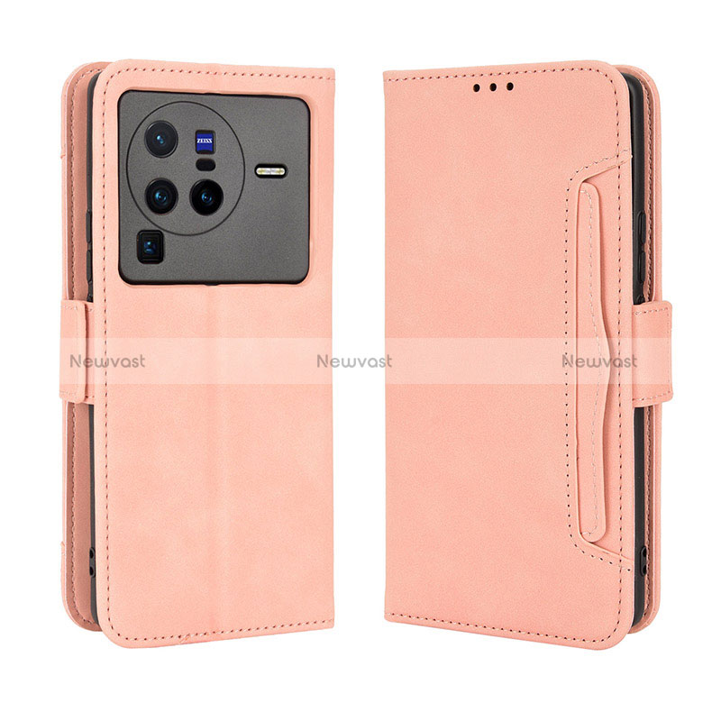 Leather Case Stands Flip Cover Holder BY3 for Vivo X80 Pro 5G