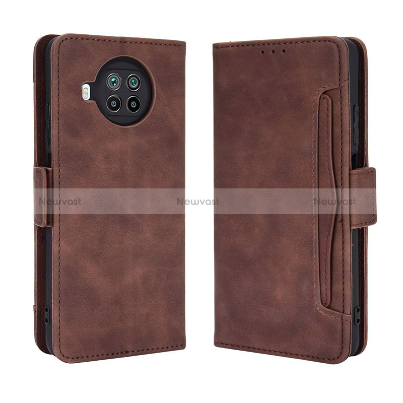 Leather Case Stands Flip Cover Holder BY3 for Xiaomi Mi 10i 5G Brown
