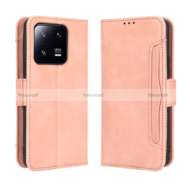 Leather Case Stands Flip Cover Holder BY3 for Xiaomi Mi 13 5G Pink