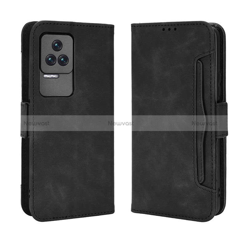 Leather Case Stands Flip Cover Holder BY3 for Xiaomi Poco F4 5G Black