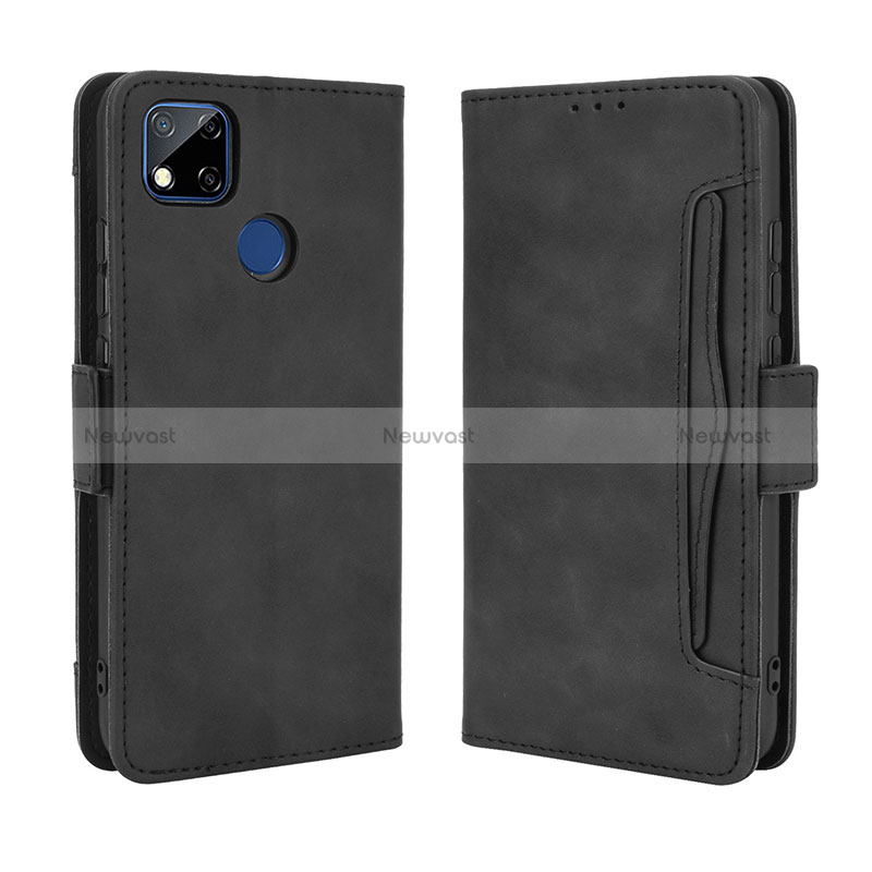Leather Case Stands Flip Cover Holder BY3 for Xiaomi Redmi 9C Black