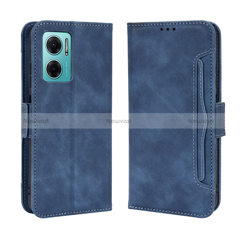 Leather Case Stands Flip Cover Holder BY3 for Xiaomi Redmi Note 11E 5G Blue