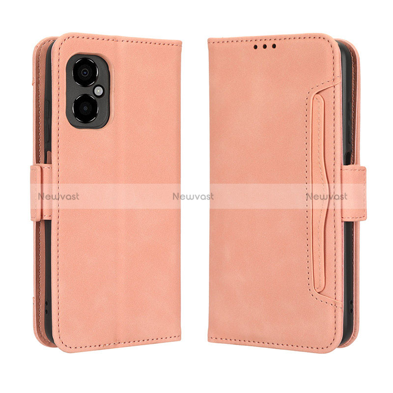 Leather Case Stands Flip Cover Holder BY3 for Xiaomi Redmi Note 11R 5G Pink