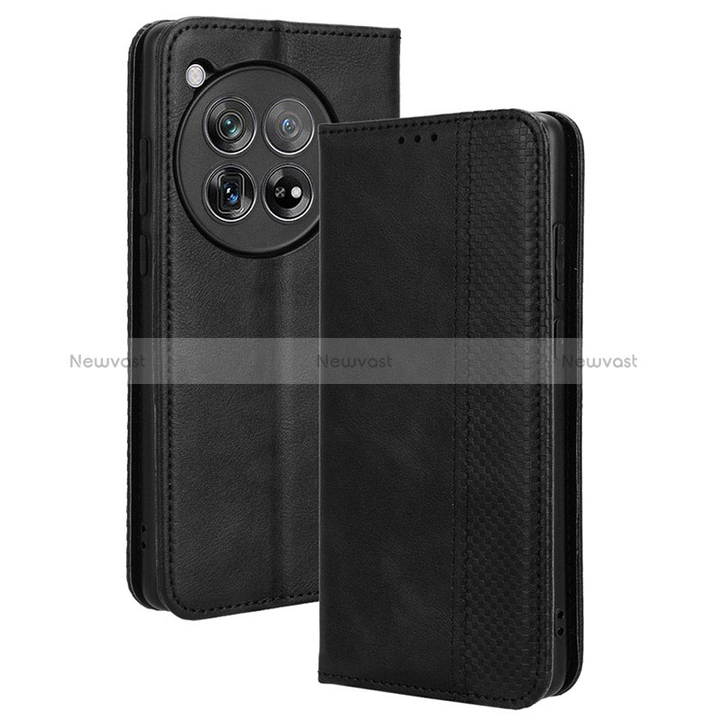 Leather Case Stands Flip Cover Holder BY4 for OnePlus Ace 3 5G Black