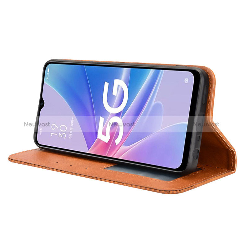 Leather Case Stands Flip Cover Holder BY4 for Oppo A58 5G