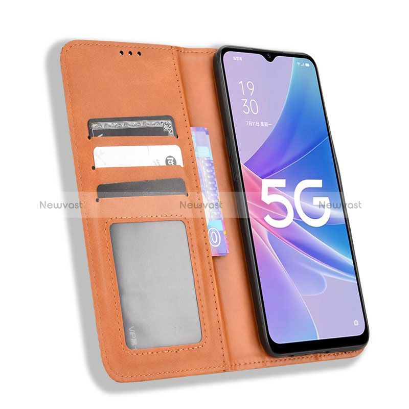 Leather Case Stands Flip Cover Holder BY4 for Oppo A58x 5G