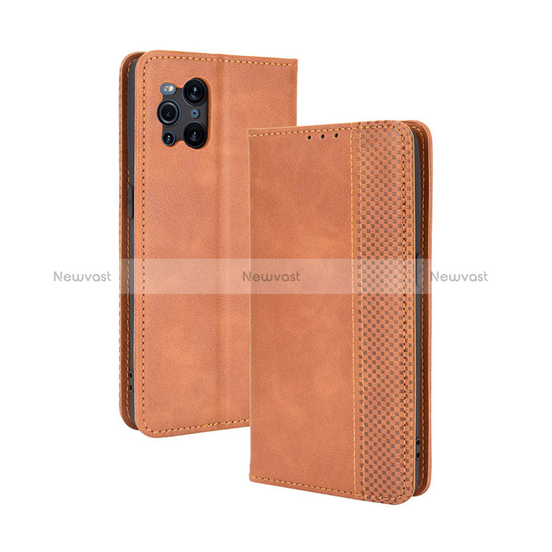 Leather Case Stands Flip Cover Holder BY4 for Oppo Find X3 5G