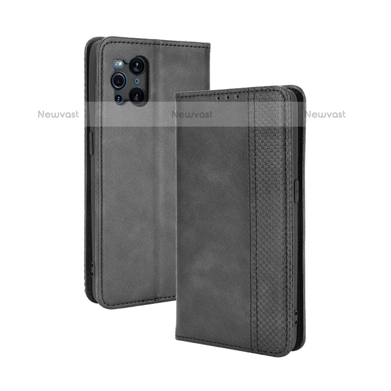 Leather Case Stands Flip Cover Holder BY4 for Oppo Find X3 Pro 5G