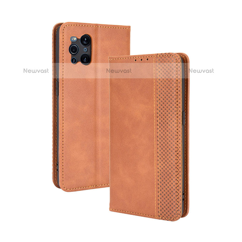Leather Case Stands Flip Cover Holder BY4 for Oppo Find X3 Pro 5G