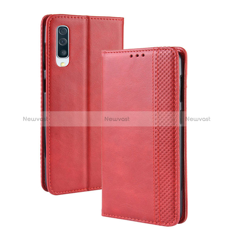 Leather Case Stands Flip Cover Holder BY4 for Samsung Galaxy A50 Red