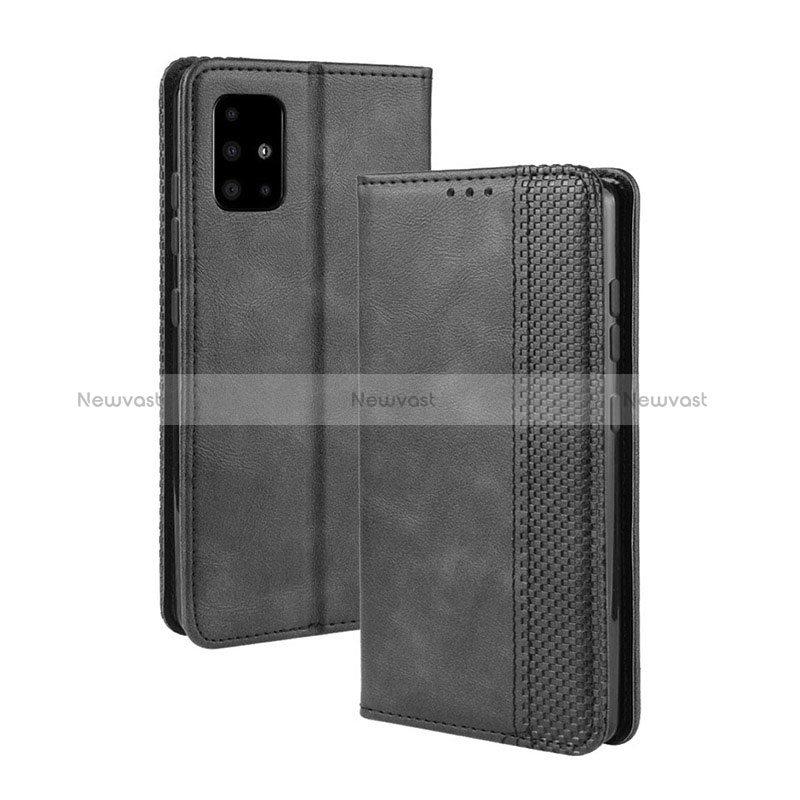 Leather Case Stands Flip Cover Holder BY4 for Samsung Galaxy A71 5G Black