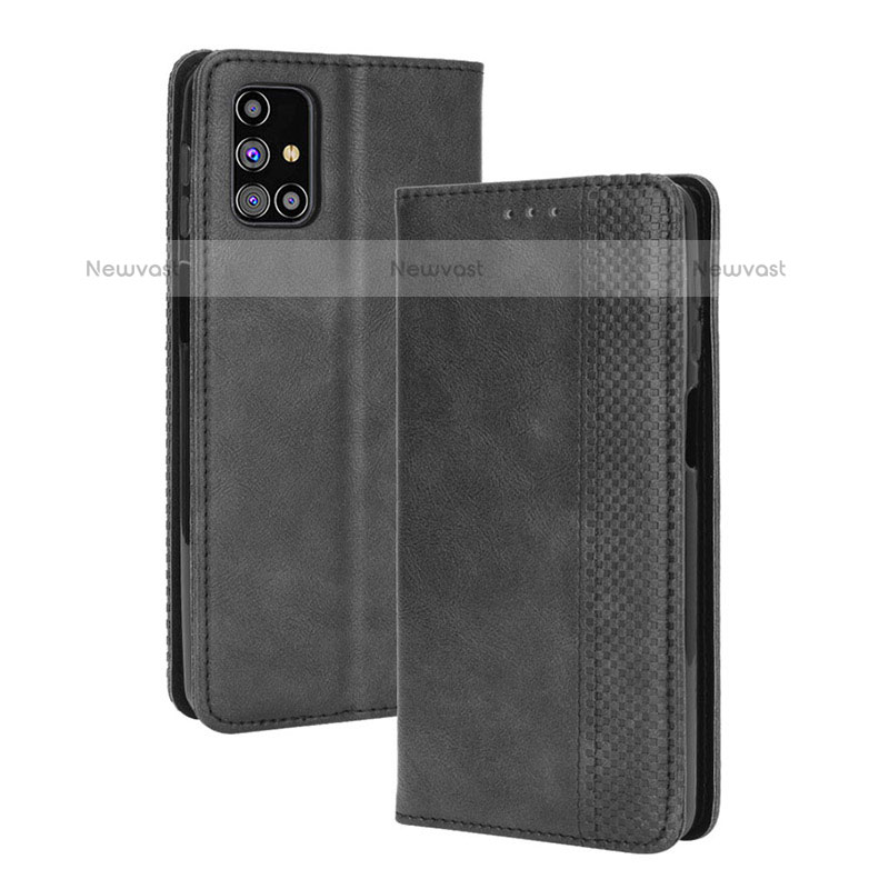 Leather Case Stands Flip Cover Holder BY4 for Samsung Galaxy M31s Black
