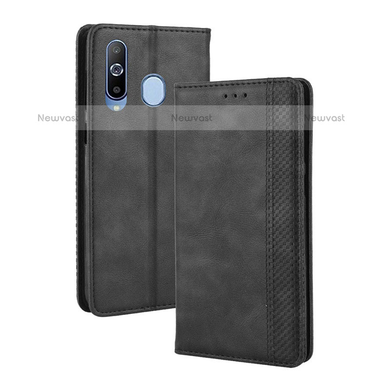 Leather Case Stands Flip Cover Holder BY4 for Samsung Galaxy M40 Black